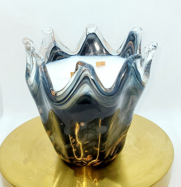 Murano Glass in Obsidian and Gold