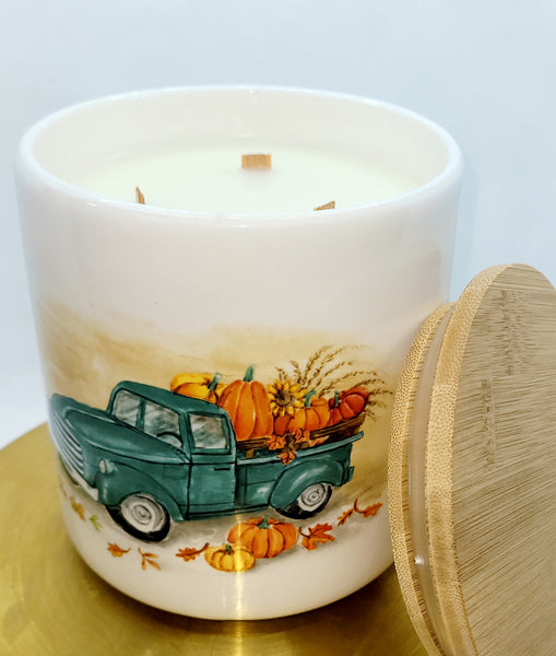 Vintage Truck and Pumpkin Canister Candle Large