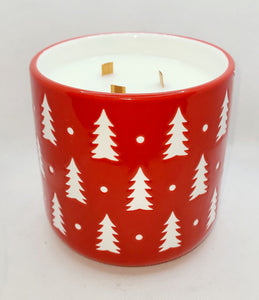 Red and White Tree Canister Candle Extra  Large