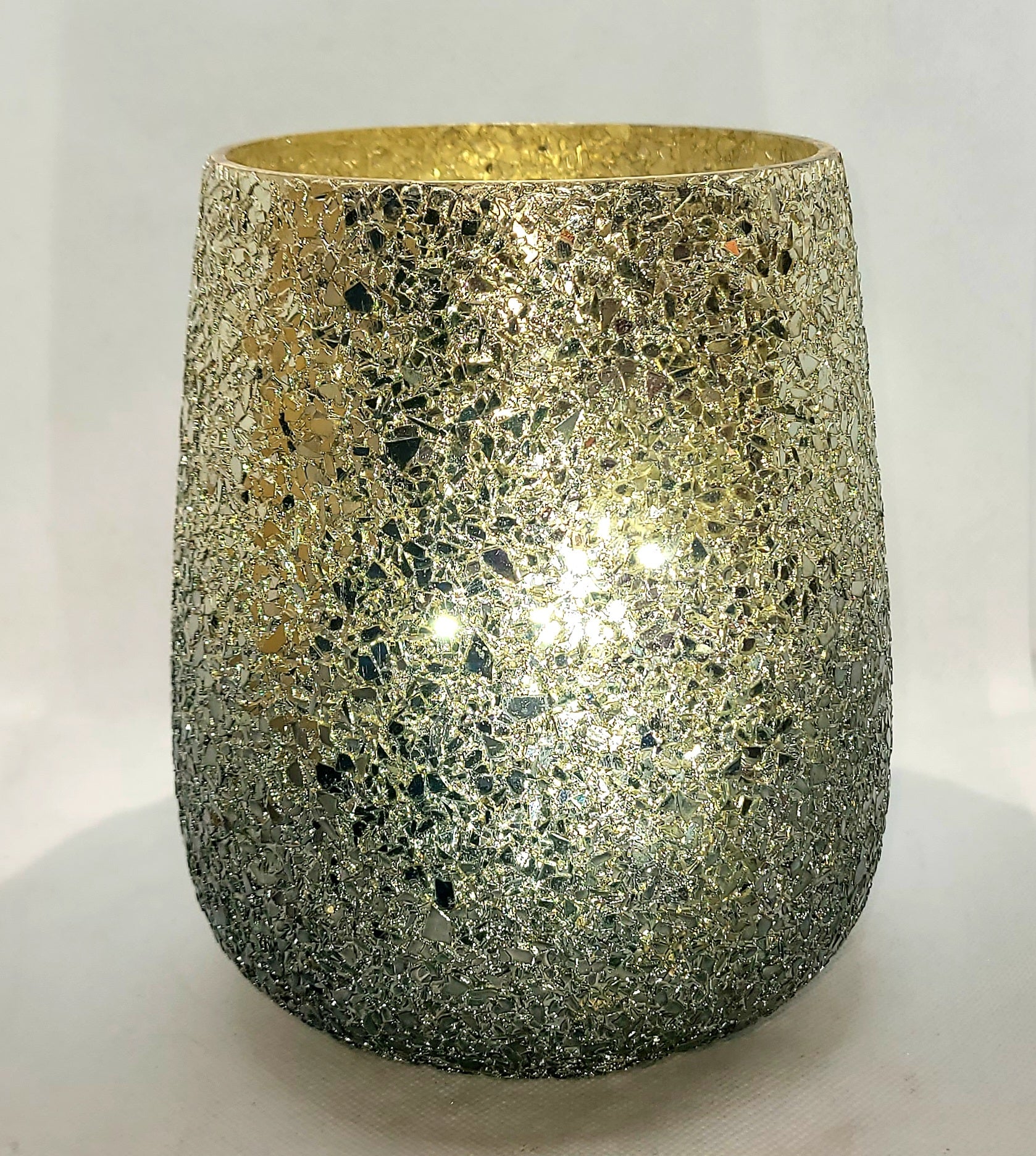 Champagne and Gold Crystal XL Reflective Candle