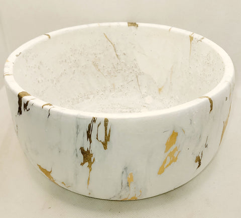 White Concrete Bowl with Gold/Silver Flecks Bowl